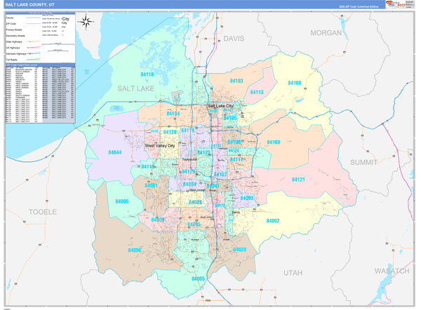 Salt Lake County Digital Map Color Cast Style